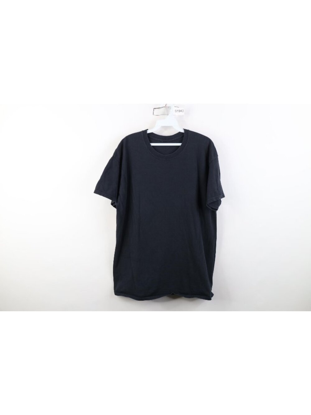 Vintage 90s Streetwear Mens Large Faded Blank Cotton Short Sleeve T-Shirt Black